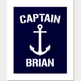 Nautical Captain Brian Personalized Boat Anchor Posters and Art